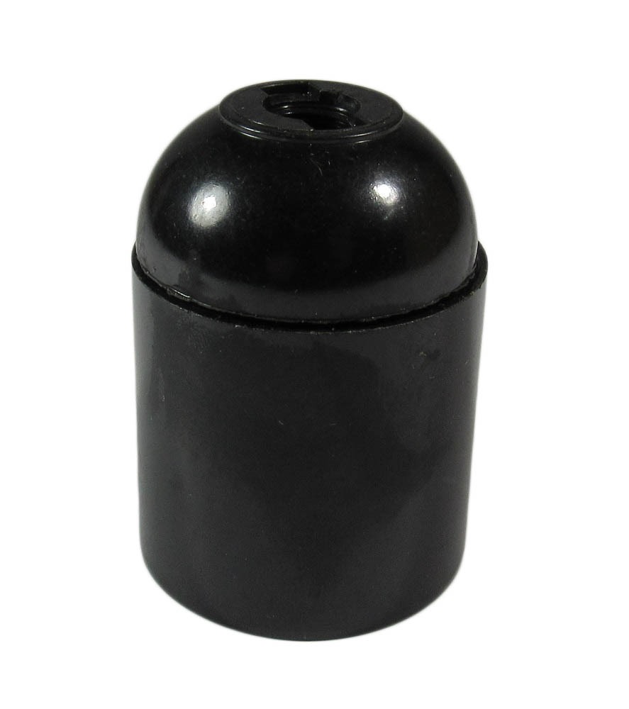 Portalampada E27 classico in plastica nera 6cm h x 4cm diametro