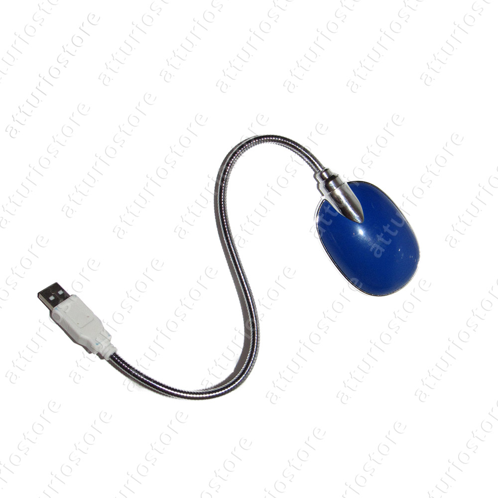 Lampada USB flessibile per notebook HS-13 blu con dettagli cromati