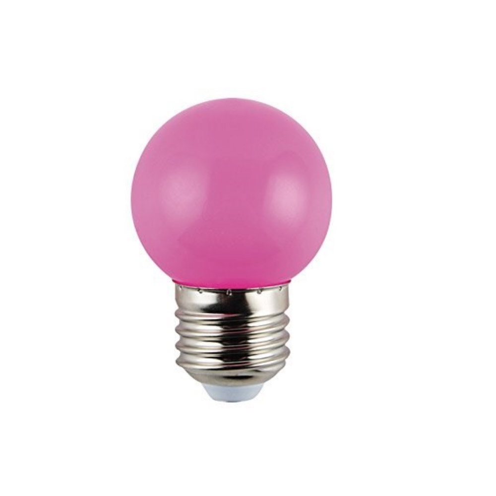 Lampadina colorata LED rosa 1W E27 bulbo opaco G45 FAI5188