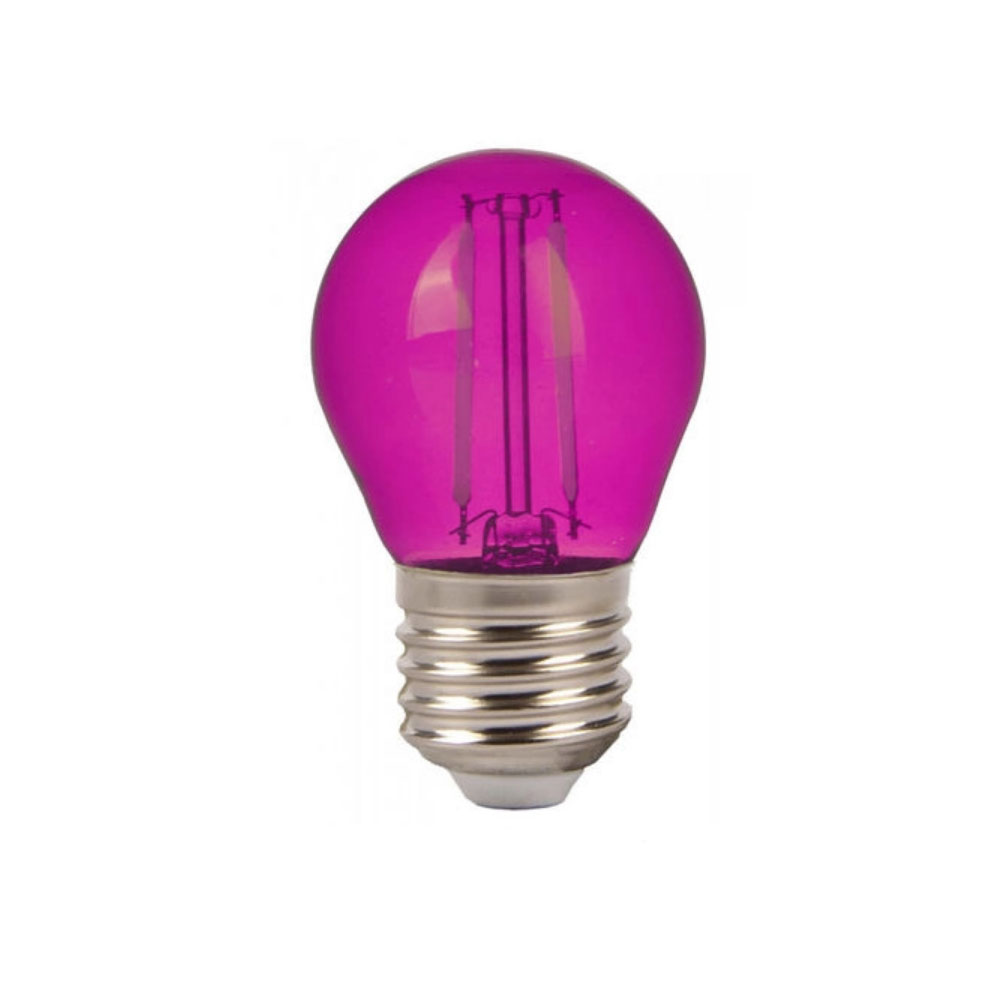 Lampadina colorata LED filamento fucsia 2W E27 bulbo G45 VT-2132 V-Tac  decorativa